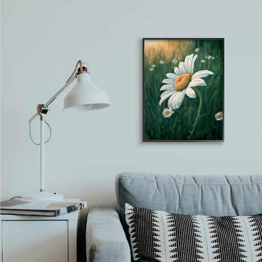 Stupell Industries Daisy Details in Field of Spring Flowers Wall Art in Black Frame